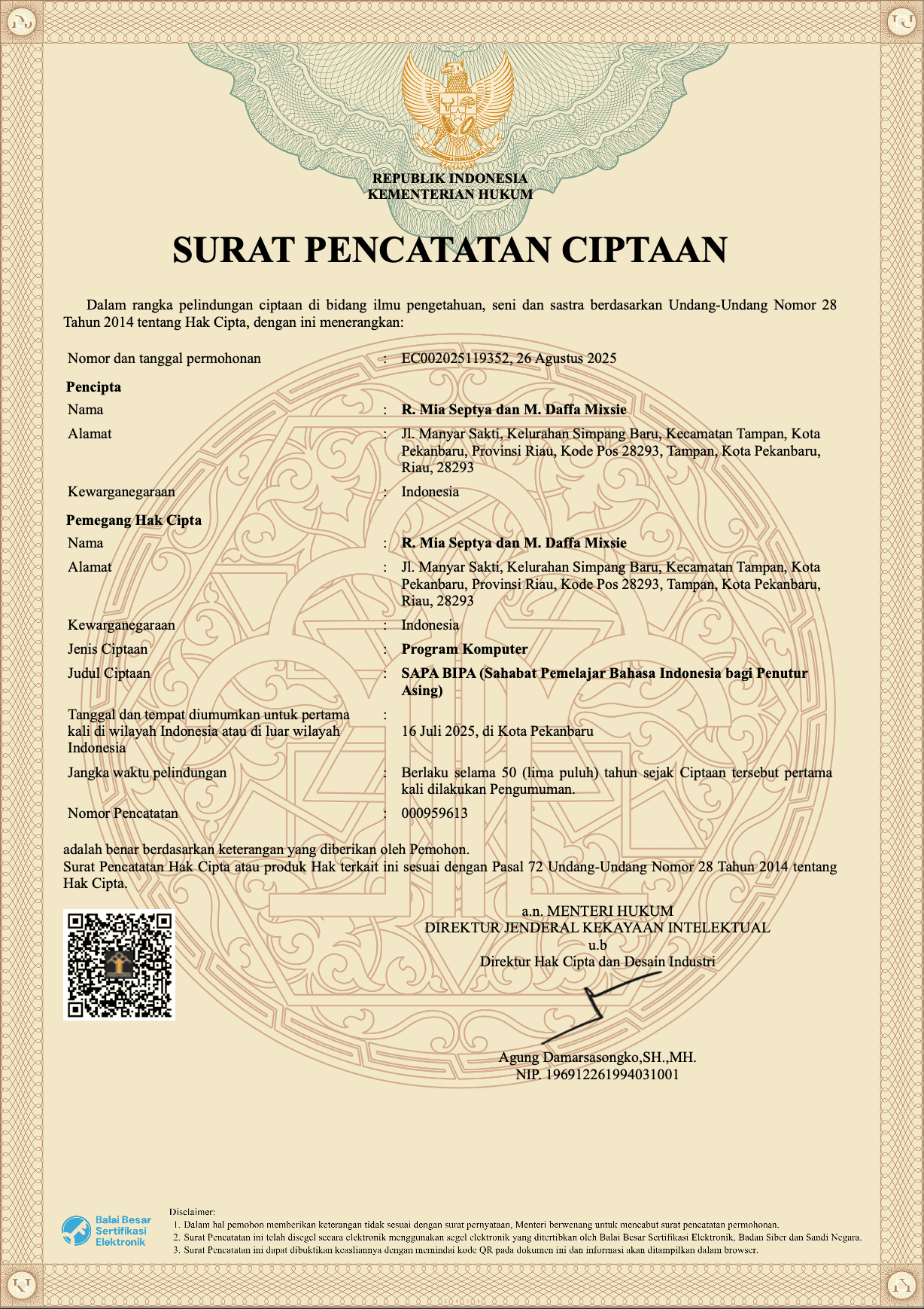 Sertipikat Hak Cipta thumbnail